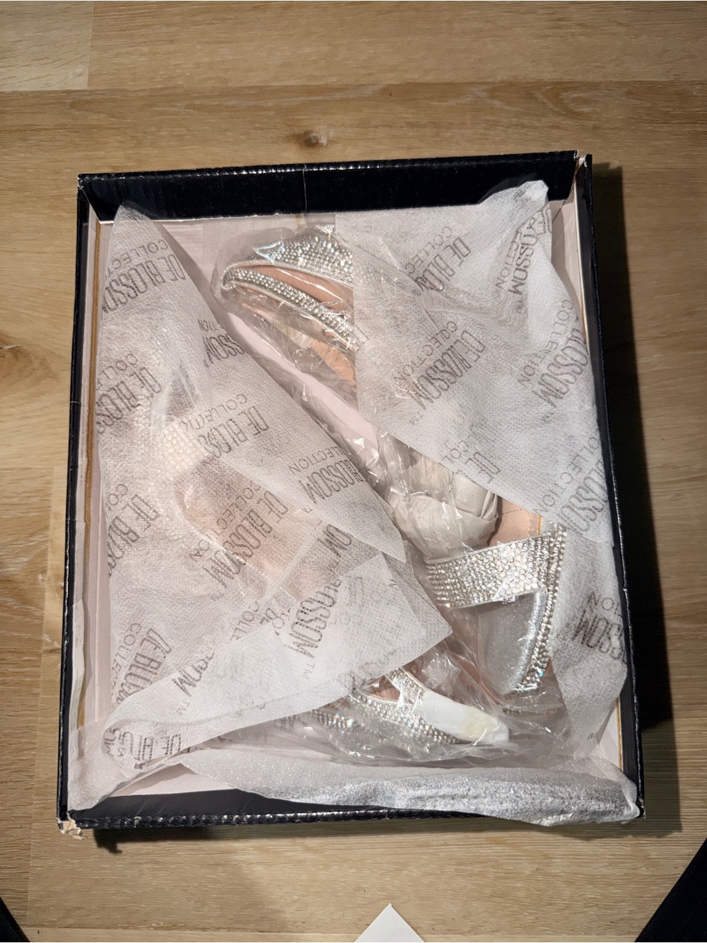 De Blossom Collection Silver Crystal Embellished Strappy Heels